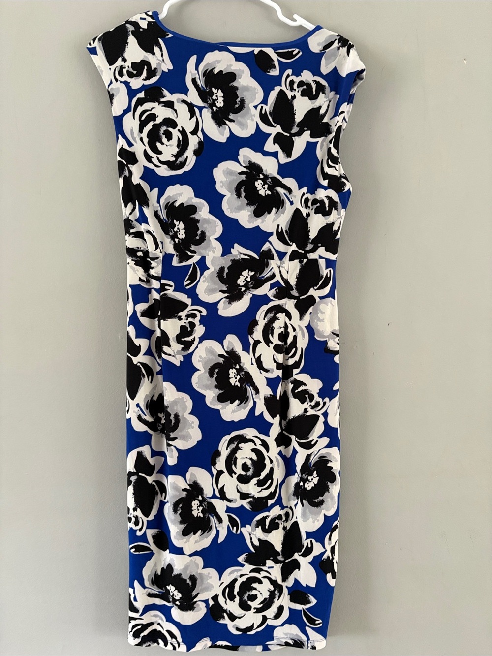 Black Label Blue Floral Draped Midi Dress - Picture 6 of 7